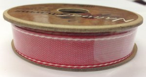 Berisford Mini Reel Natural Charms C60001-1 Red "Stitch edge denim" 15mm x 4m
