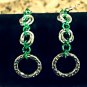 Green and Silver Mobius Loop Earrings