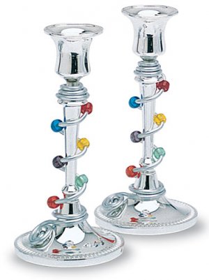 Pair Tall Silver Candlesticks