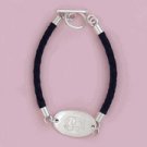 Engravable Black Leather Toggle with Silver Charm