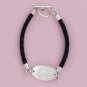 Engravable Black Leather Toggle with Silver Charm