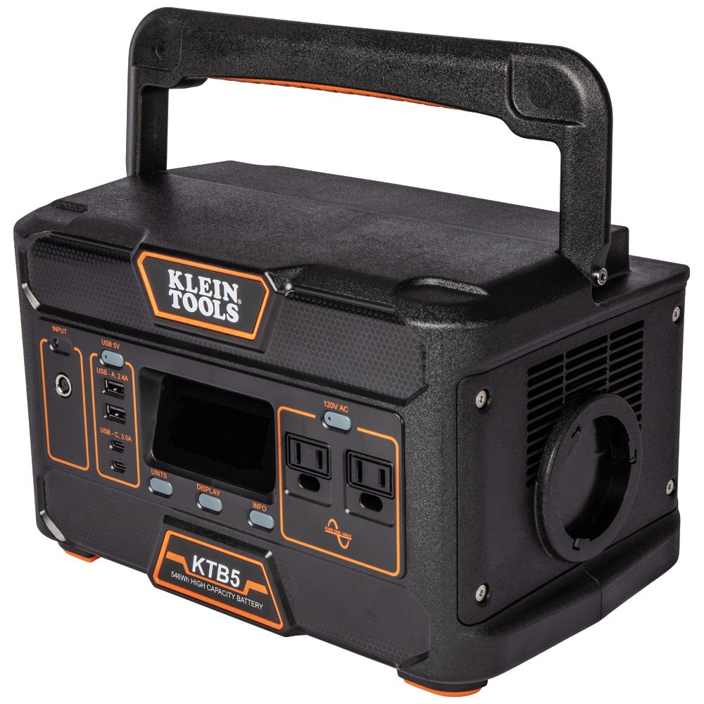 Klein Tools KTB5 Portable Power Station - 546W Per Hour - Cleaner alternative To Gas Generators