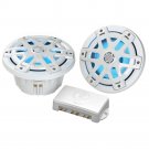 Poly-Planar 6.5" Round Waterproof Blue LED Lit Marine Boat Speaker - White - Up to $100 Rebate*