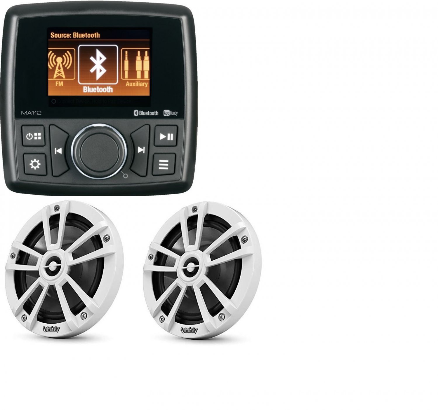 Marine Audio MA112 Stereo With Pair INF622MWBPR (Infinity 622MWB White Speaker)