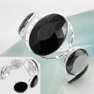 Large Cuff Bracelet With Black Stones   Free Shipping