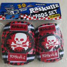 Raskullz pads set 3-D sculpted design KNEE ELBOW pads  Skull Hawk Red skull bone