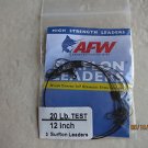 AFW 3 Surflon leaders 12 in 20 lb high strength leaders E020BL12/3 nylon coated
