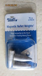 3/8 oz Magnetic Bullet Weights 3 piece Fishing Pegs instantly to the Hoo PBMAG38