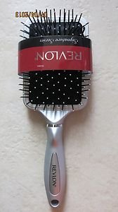 NEW Revlon Hair brush rectangular shape silver / black color brushes RV2833 sign