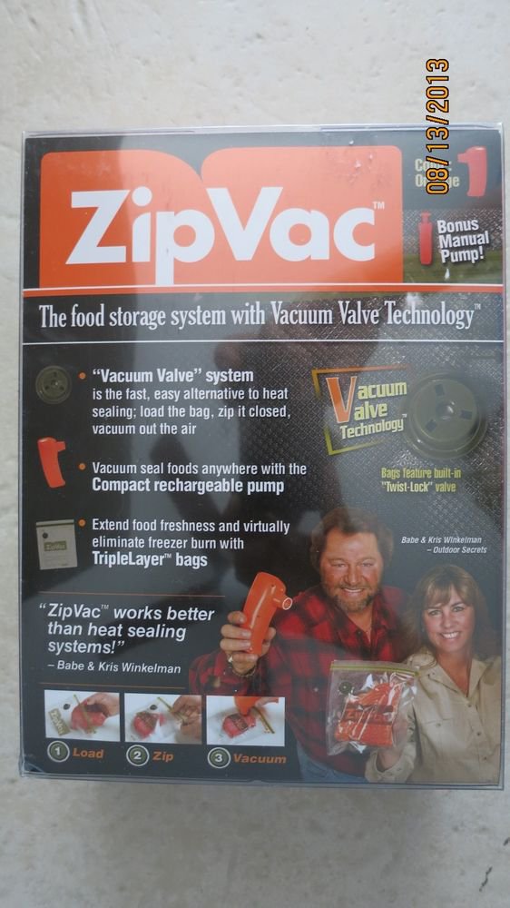 ZipVac cordless electric pump + Zipvac Manual Pump + 5 bags NEW gallon