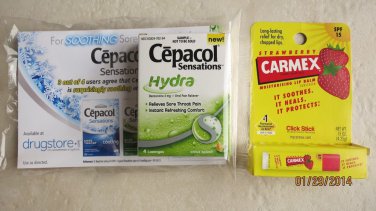 CARMEX Moisturizing lip balm .15 oz (4.25 g) PLUS FREE cepacol hydra 4 lozenges