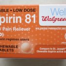 Walgreens Low Dose Aspirin 81 mg Chewable 36 Tablets pain reliever exp: 1/2016