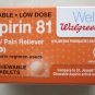 Walgreens Low Dose Aspirin 81 mg Chewable 36 Tablets pain reliever exp: 1/2016