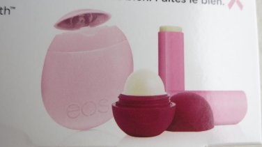 EOS box breast cancer Two lip balms and a nourishing hand lotion pink LIMITED ED