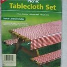 Coghlan's Picnic Tablecloth Set With Bench Covers 54"x 84" heavy duty vinyl 9155