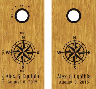 Compass Rose Monogram Wedding Board Decals Stickers