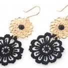 FREE Shipping Idit Stern Black And Gold Flower Earrings