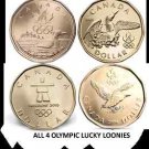 SET 4 CANADA OLYMPIC LOONIES DOLLARS 2004-06-08-10 UNC