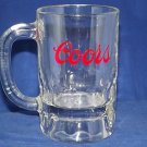 Coors Beer Glass Breweriana Mug with Handle Red Writing Logo