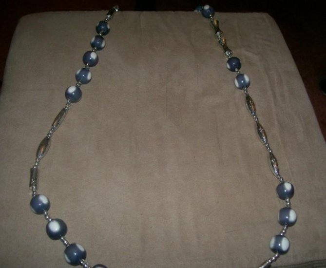 Blue and white bauble Necklace