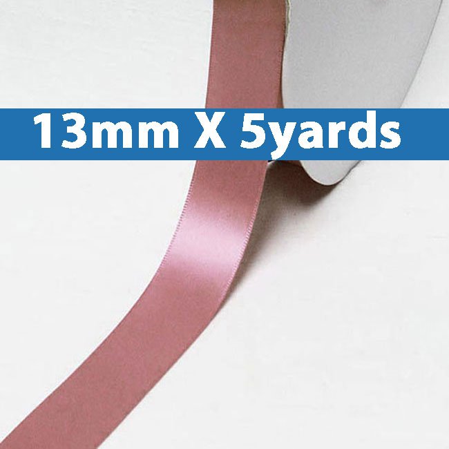 # 165 rosy mauve Color 13mm/0.5" Wide 5 Yards Double Faced Satin Ribbon (#28800 X5 Yards)