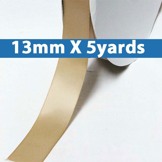 # 837 latte Color 13mm/0.5" Wide 5 Yards Double Faced Satin Ribbon (#28800 X5 Yards)