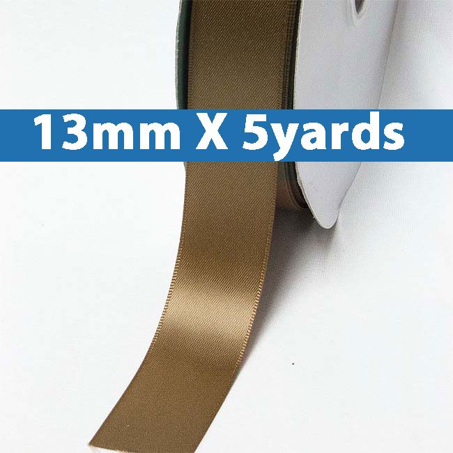 # 846 golden brown Color 13mm/0.5" Wide 5 Yards Double Faced Satin Ribbon (#28800 X5 Yards)