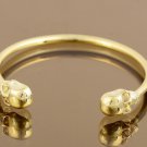 Gold Double Skull Head Cuff Bracelet