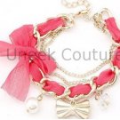 Hot Pink Chiffon Fashion Charm Bracelet
