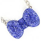 Blue Rhinestone Bow Chain Necklace