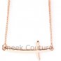 Rose Gold Curved Side Cross Necklace