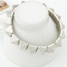 Silver Punk Fashion Pyramid Rivet Stretch Bracelet