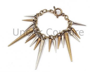 Silver and Bronze Spiked Toggle Bracelet