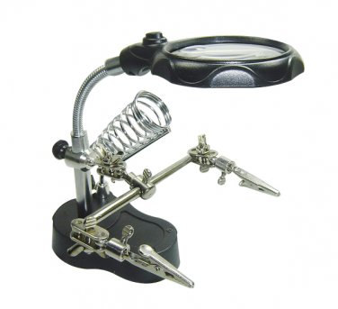 Welding Bench Clip with 3.5x & 12x Lens LED Magnifying Soldering Iron Stand Lens Magnifier