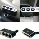 3 Ways Car Cigarette Socket Splitter Charger with USB Port Car Cigarette Charger Socket Adapter