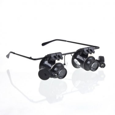 20X Magnifier Eye Glasses Jeweler Loupe Lens LED Light Watch Repair Magnifying