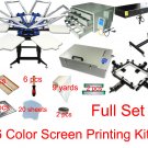 Fast Free shipping full set 6 color screen printing kit t-shirt printer flash expsoure stretcher