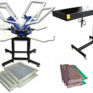 3-7 days delivery Free shipping 4 color 4 station t-shirt printer and flash dryer kit