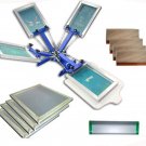 FAST FREE shipping 4 color silk screen printing kit t-shirt printer press equipment carousel frame