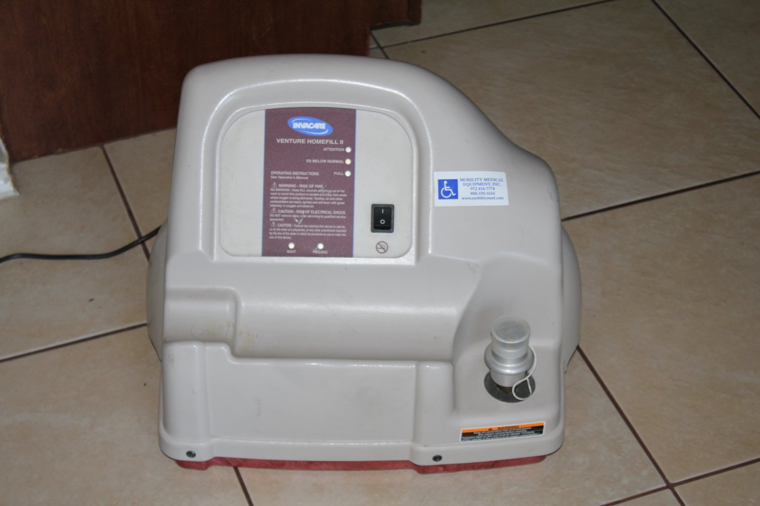 Invacare Venture Homefill II IOH200 Oxygen Compressor 450 hrs sep19 A5