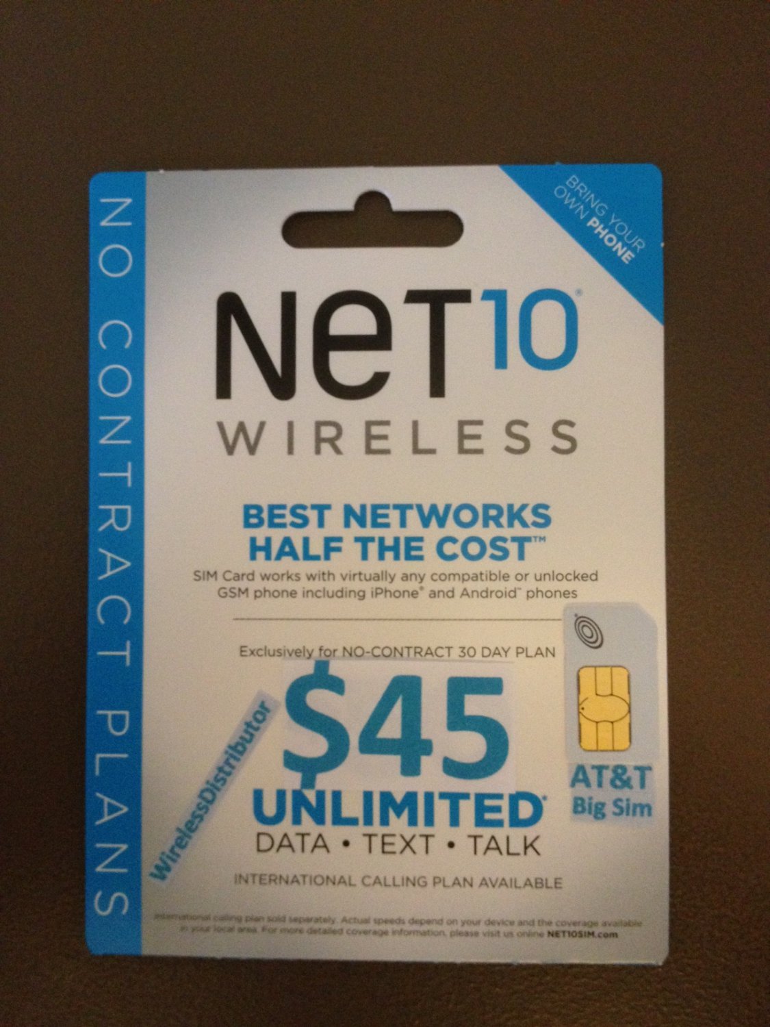 NET10 BIG SIM CARD UNLIMITED EVERYTHING FOR THE AT&T iPhone 3 Series
