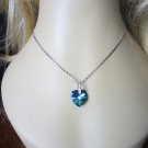 Sapphire Blue 18K White Gold Filled on 925 Sterling Silver heart shape Necklace