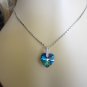 Sapphire Blue 18K White Gold Filled on 925 Sterling Silver heart shape Necklace