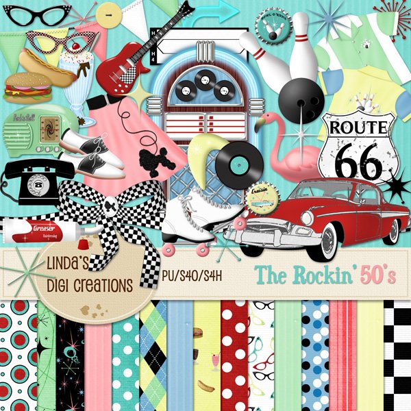 The Rockin' 50's (Digital Scrapbooking Kit)