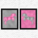 Pink & Gray Horse set - Printable Wall Art