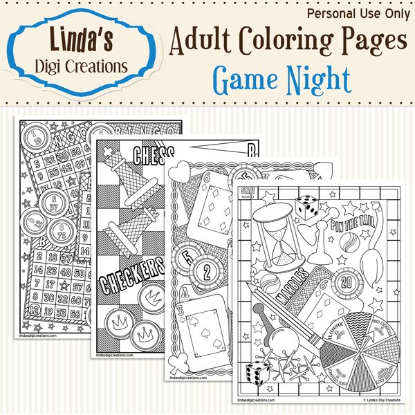 Game Night Printable Adult Coloring Pages