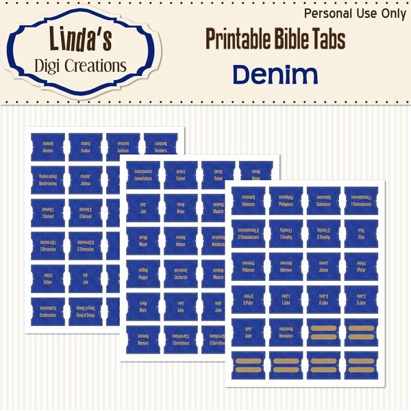 Denim Printable Bible Tabs
