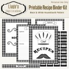 Printable Recipe Binder Kit_Black & White Houndstooth Pattern