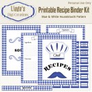 Printable Recipe Binder Kit_Blue & White Houndstooth Pattern