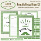 Printable Recipe Binder Kit_Green & White Houndstooth Pattern